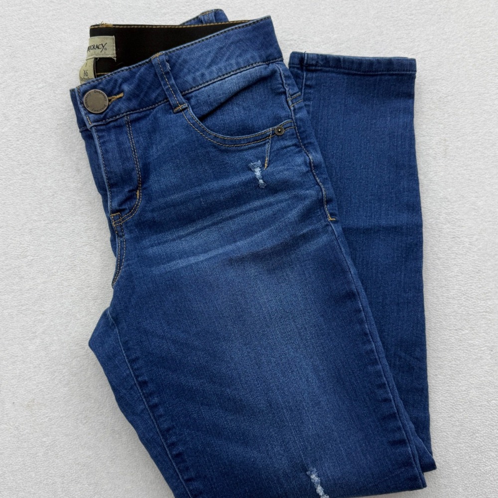 Democracy Skinny Jeans Womens 6‎ Blue Ab Technology Distressed Casual